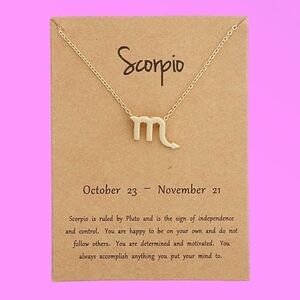 Scorpio Gold Toned Zodiac Necklace